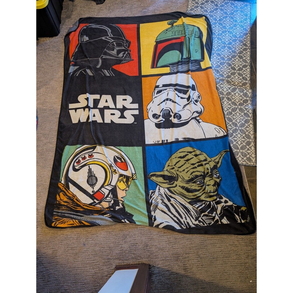 Star Wars Fleece blanket throw Yoda Darth Vader Rebel Boba Fett Storm Trooper